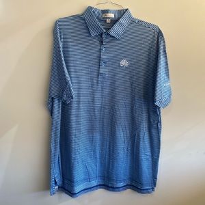 Peter Millar x Erin Hills SS Polo, Men’s Golf Shirt, Blue with stripes, XL